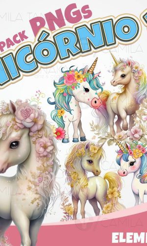 Kit Digital Png Unicornio Aquarela 10 (pague 1 Leve 3)