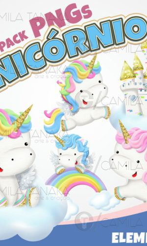Kit Digital Png Unicornio Aquarela 4 (pague 1 Leve 3)