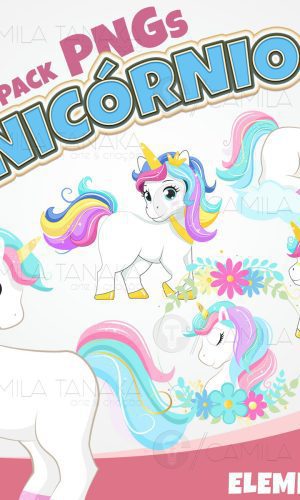 Kit Digital Png Unicornio Aquarela 8 (pague 1 Leve 3)
