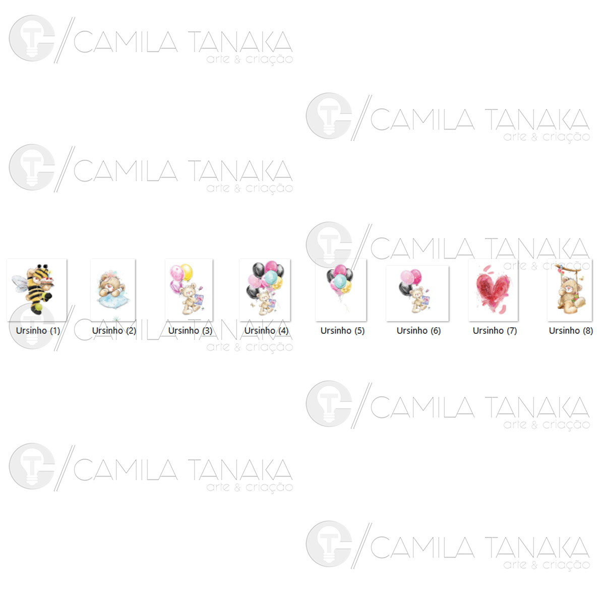Kit Digital Png Ursinho Aquarela 28 (pague 1 Leve 3) - Imagem 2
