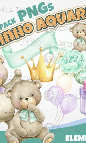 Kit Digital Png Ursinho Aquarela 5 (pague 1 Leve 3)