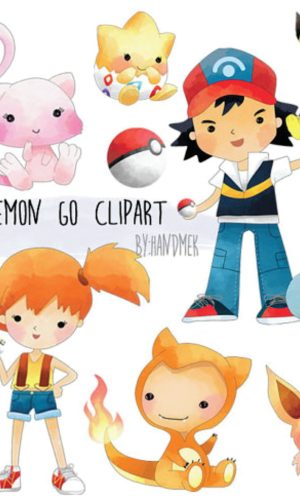 Kit digital Pokemon aquarelado