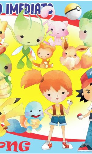 Kit Digital Pokemon Cute Aquarela
