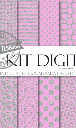 Kit Digital Prata & Cor Rosa Candy Color