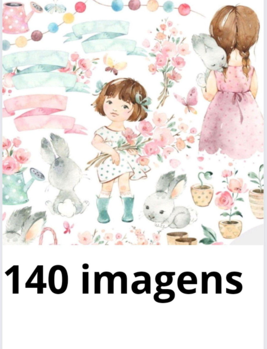 Kit Digital Primavera Aquarela - Lola e Puppy
