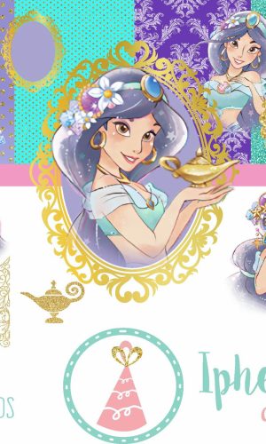 Kit Digital - Princesa Jasmine Aquarela (pague 1 e Leve 3)