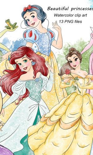 Kit Digital Princesas Aquarela