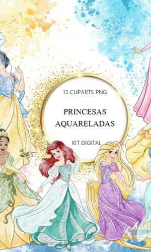 Kit Digital Princesas Aquarela Png 002 Compre 1 Leve 2