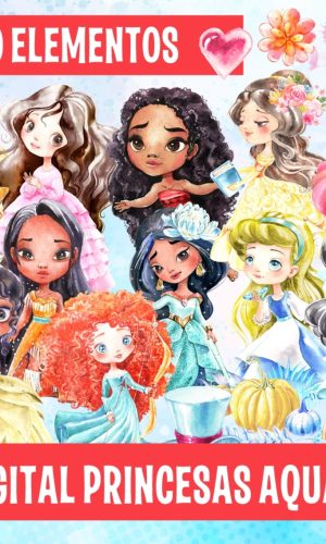 KIT DIGITAL PRINCESAS DISNEY AQUARELA 2
