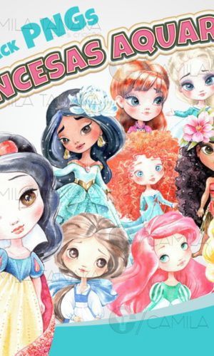 Kit Digital Princesas Disney Aquarela (pague 1 Leve 3)