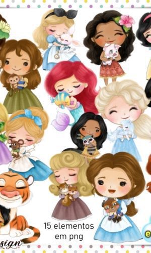 Kit Digital Princesas Disney Baby Aquarela