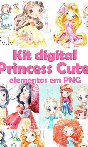 Kit digital princess cute aquarela
