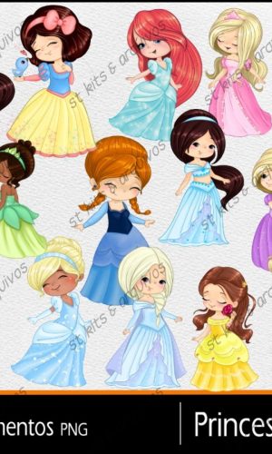 Kit Digital Princess Cute • Princesas Aquarela