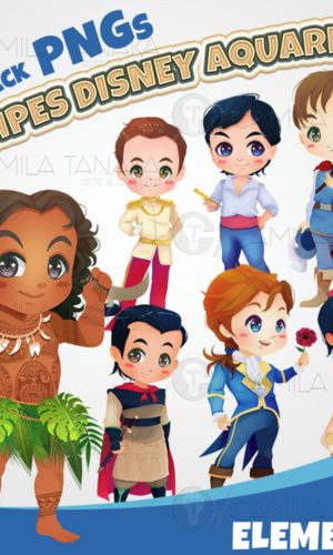 Kit Digital Principe Disney Aquarela Cute 2 (pague 1 Leve 3)