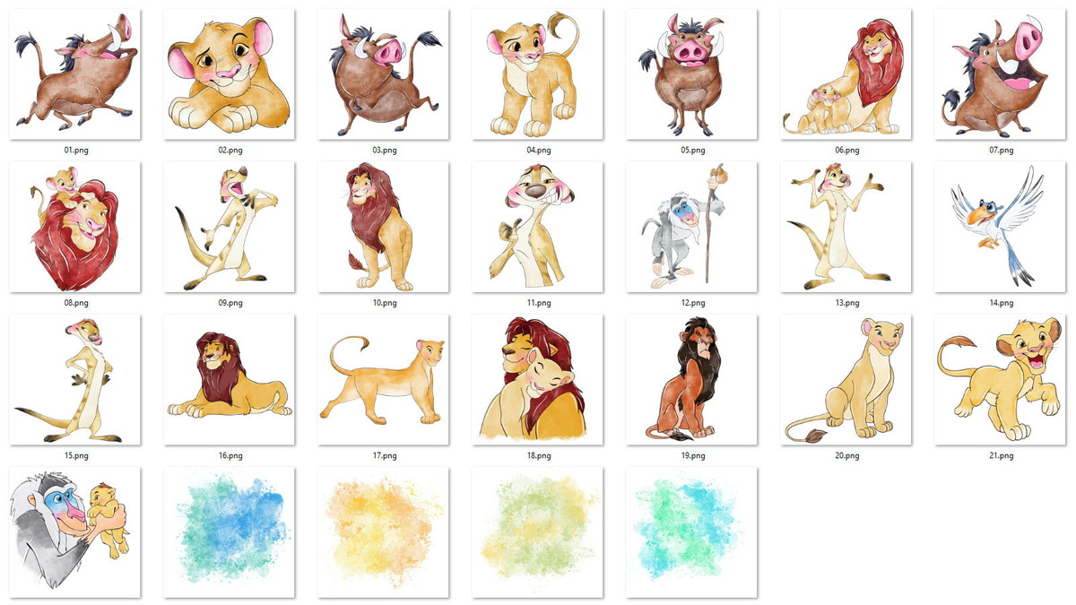 Kit Digital Rei Leão Aquarela - Imagem 2