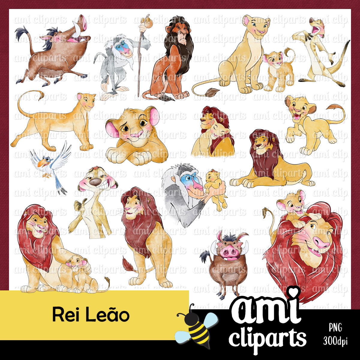 Kit Digital Rei Leão Aquarela