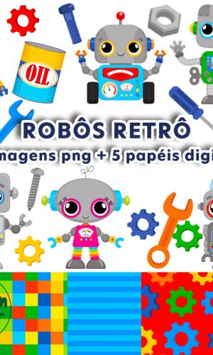 Kit Digital Robôs Retrô