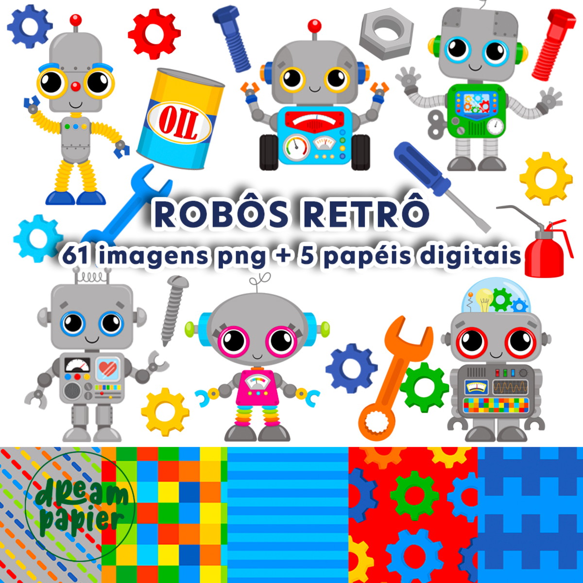Kit Digital Robôs Retrô