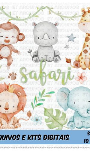 #089 Kit Digital Safari Aquarela