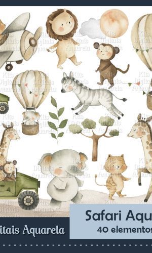 Kit Digital Safari Aquarela