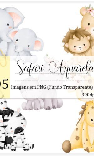 Kit Digital - Safari Aquarela - Mães E Bebês