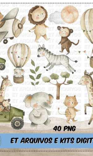 #160 Kit Digital Safari Aquarela