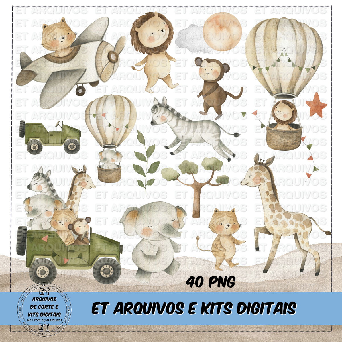 #160 Kit Digital Safari Aquarela