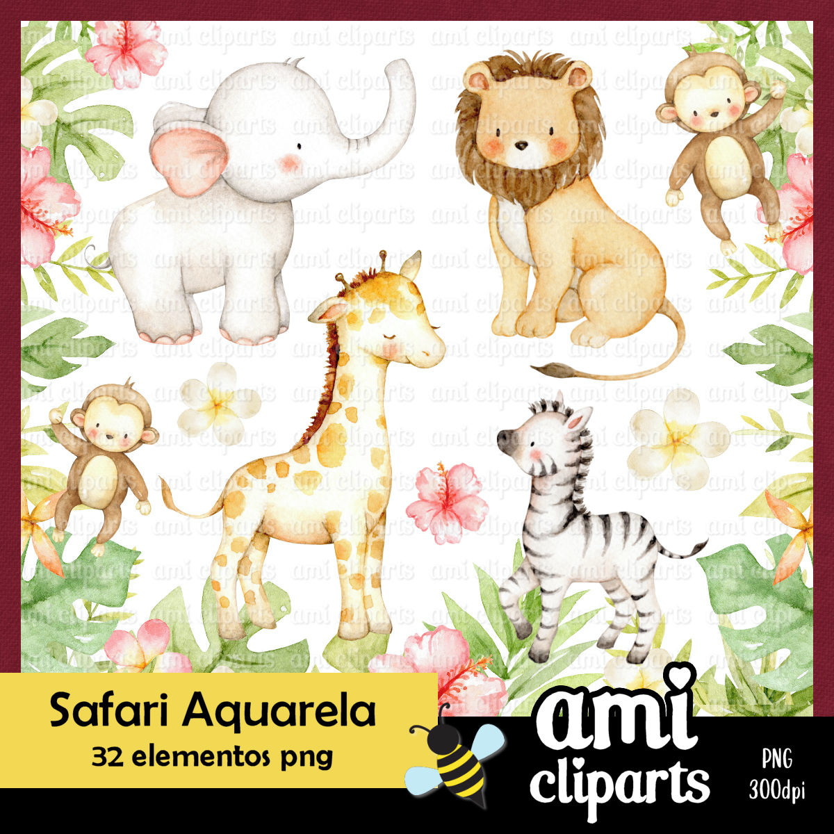 Kit Digital Safari Aquarela