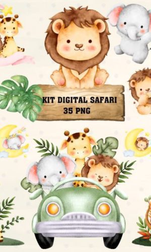 Kit Digital Safari Aquarelado #1576#