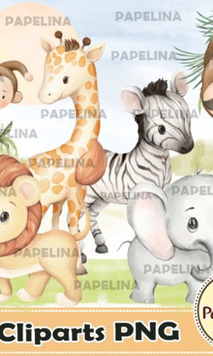 Kit Digital Safari Baby Aquarela