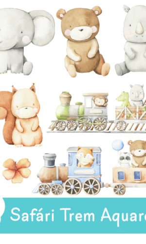 Kit Digital - Safári Trem Aquarela