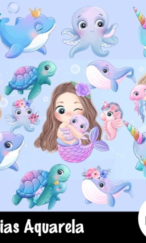 Kit Digital - Sereias Aquarela 2