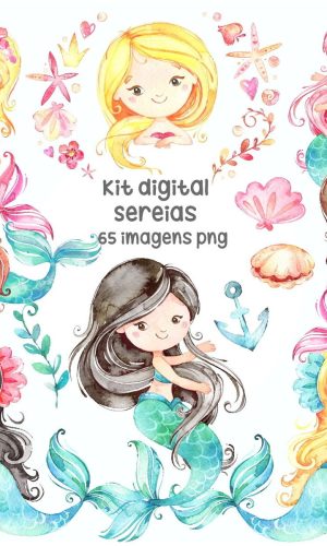Kit Digital Sereias Aquarela #638#