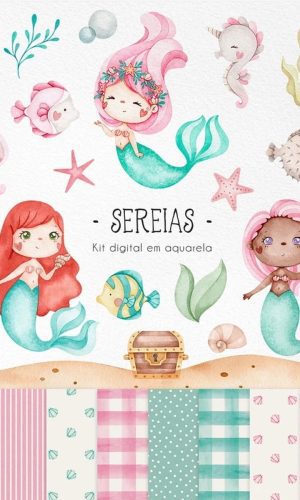 Kit Digital - Sereias Aquarela