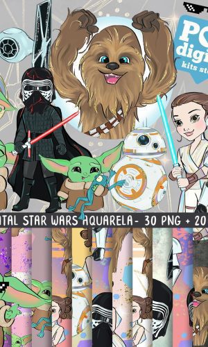 Kit Digital Star Wars Aquarela