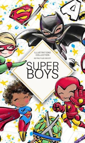 Kit Digital Super Boys Aquarela
