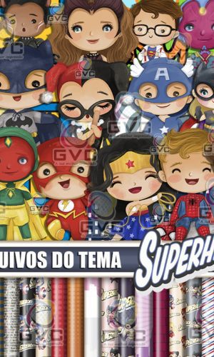 Kit Digital Super Heróis Aquarela