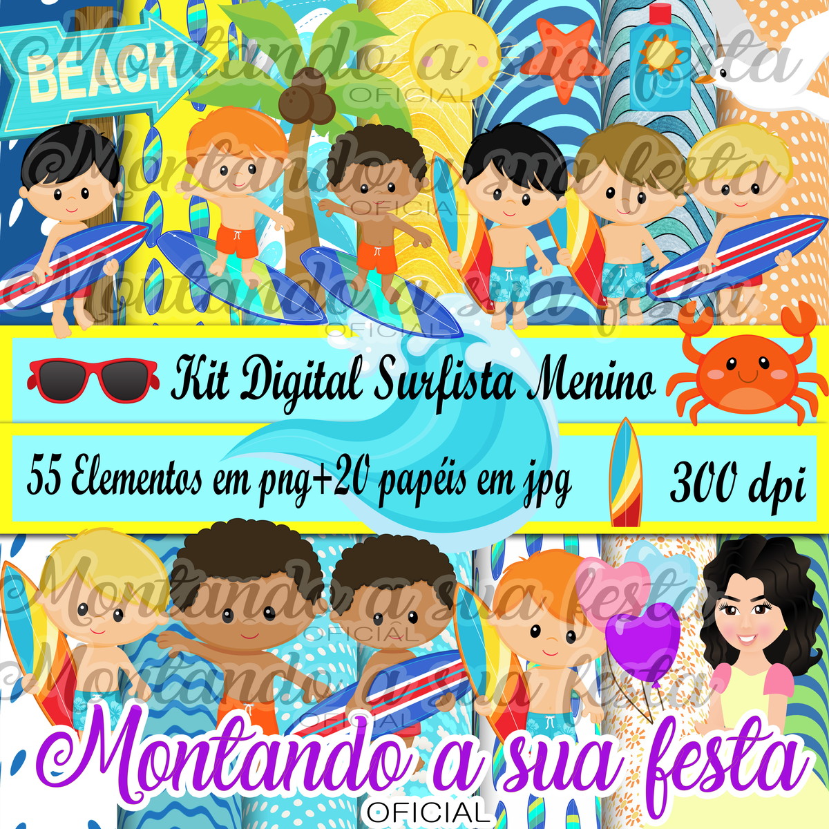 Kit Digital Surfista Menino
