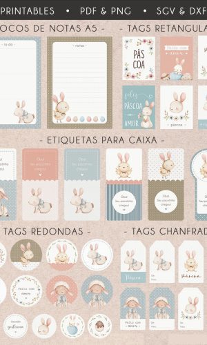 Kit Digital - Tags Feliz Páscoa Aquarela