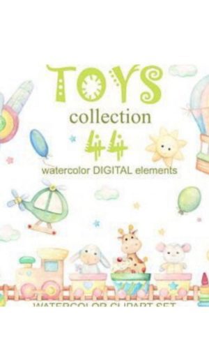 kit Digital Toys brinquedos aquarela PNG- Scrapbook