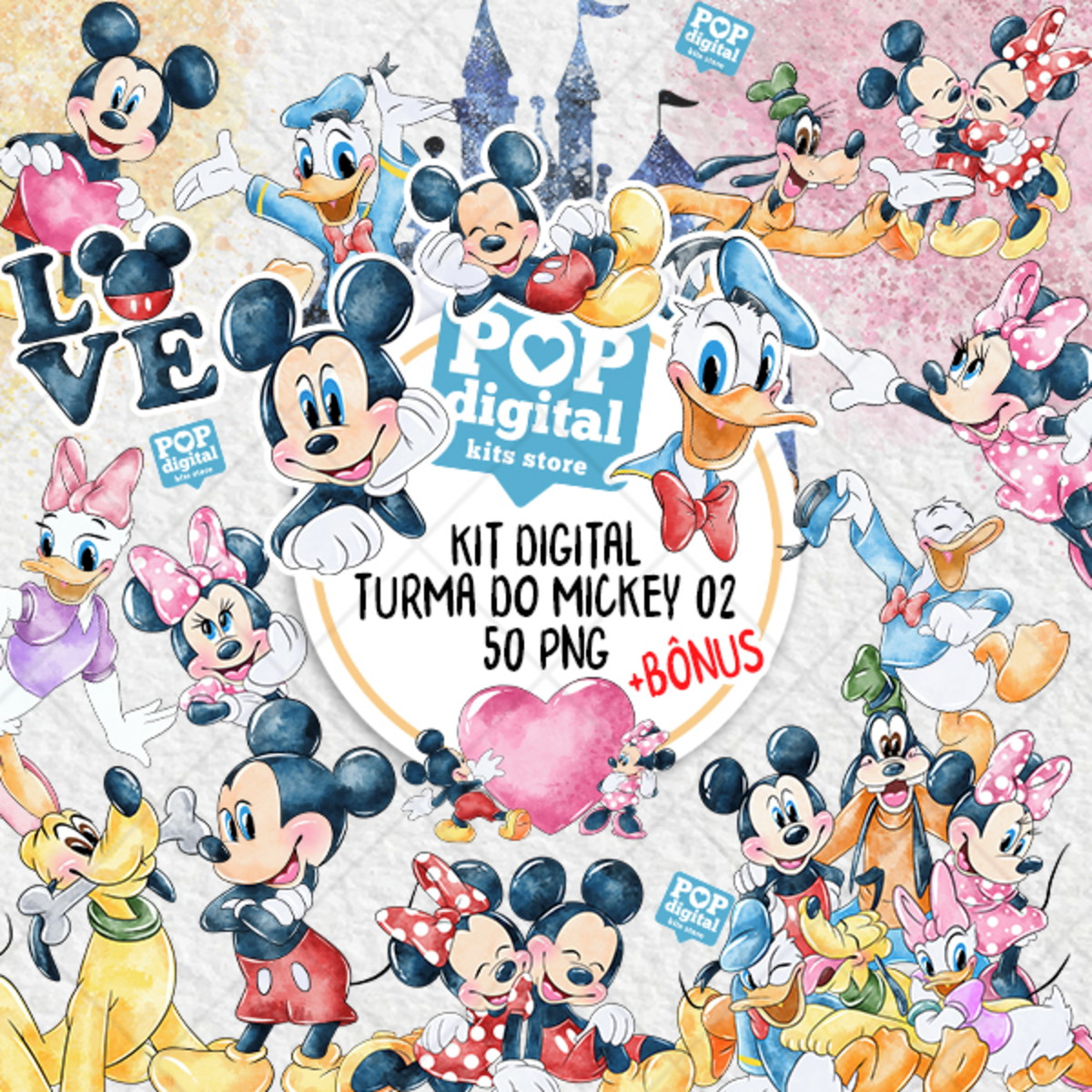 Kit Digital Turma do Mickey 02 Aquarela
