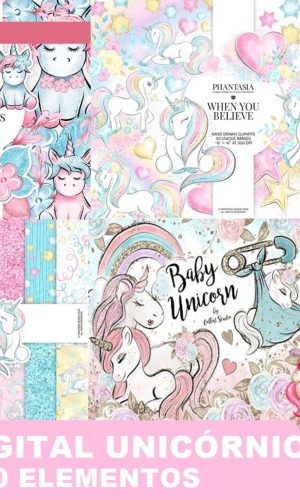 Kit Digital Unicornio Aquarela 2