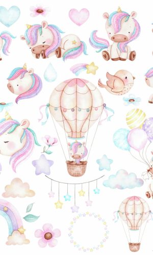 Kit Digital Unicórnio Aquarela - Clipart + 1 Arquivo Extra