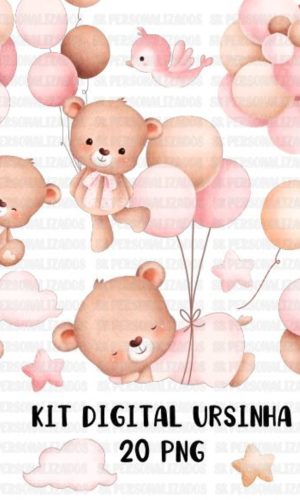 Kit Digital Ursinha Aquarela #1371#