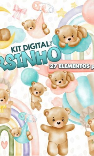 Kit Digital Ursinho Azul e Rosa Aquarelado (16)