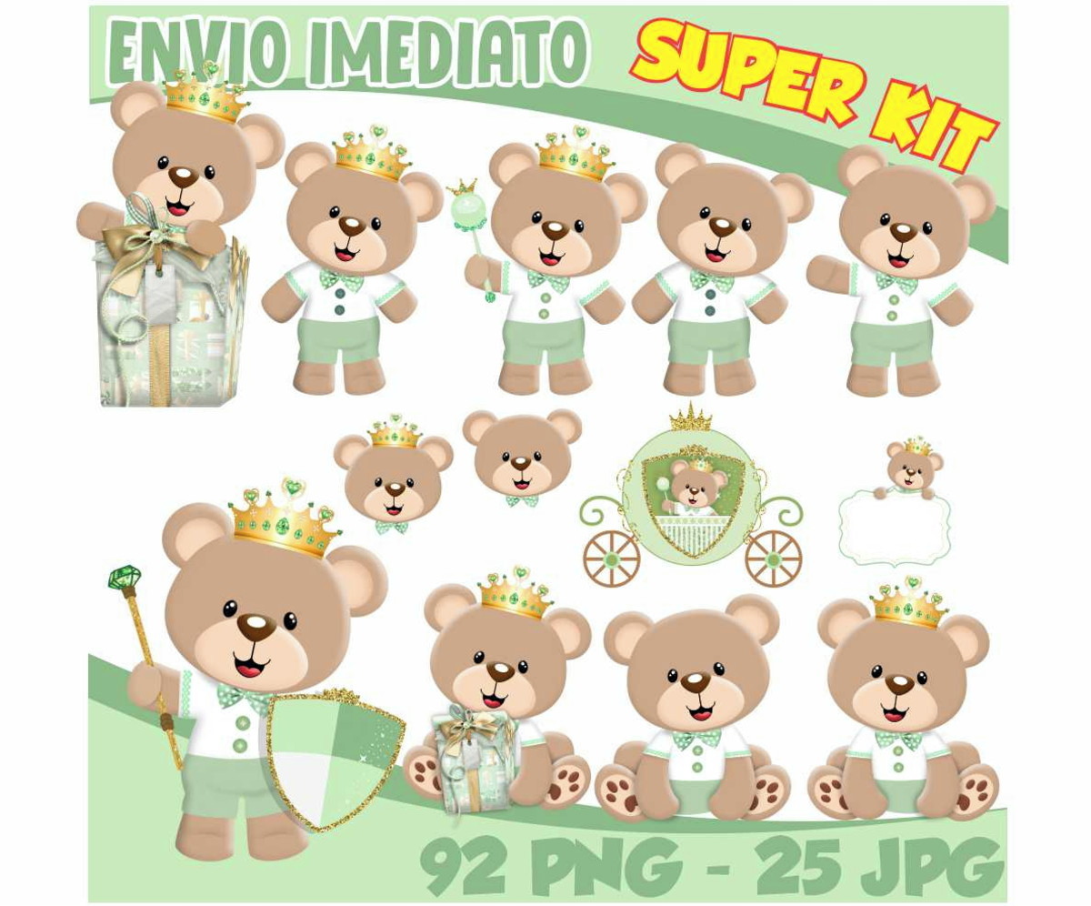 Kit Digital Ursinho Príncipe Verde