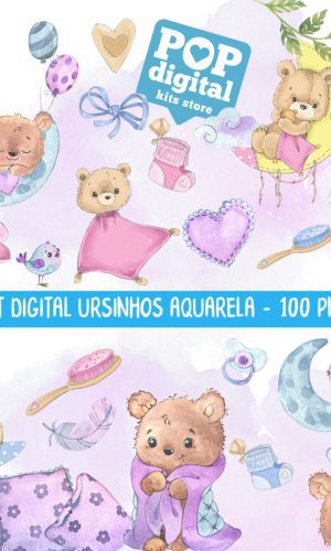 Kit Digital Ursinhos Aquarela