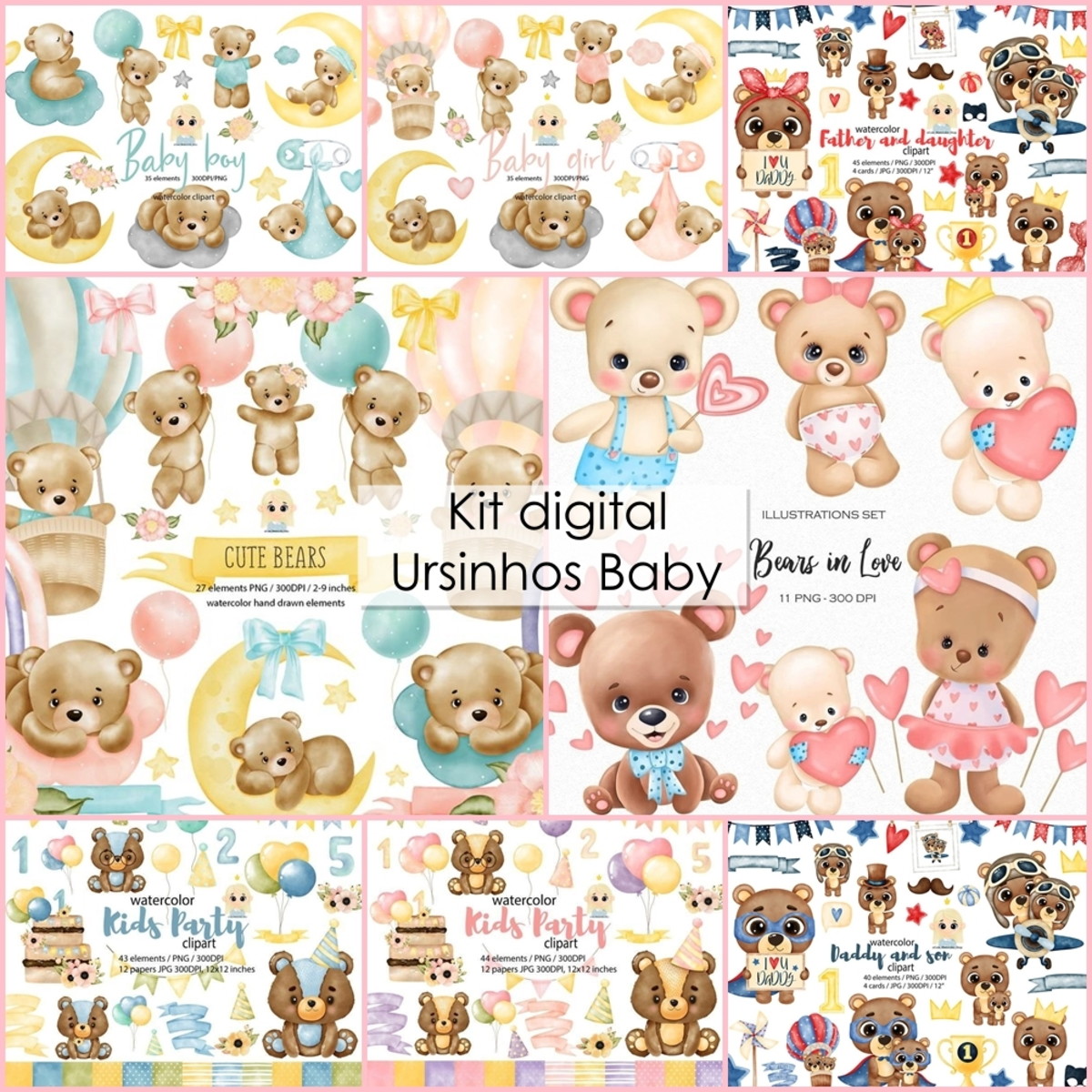 kit digital Ursinhos baby