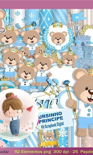 Kit Digital - Urso Príncipe Azul Claro