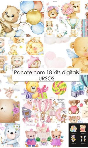 Kit Digital Ursos (pacote com 18 Kits)